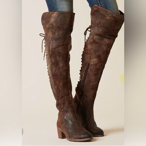 Diba True Sunset Sail Stylish Lace Up Brown Over the Knee Boots